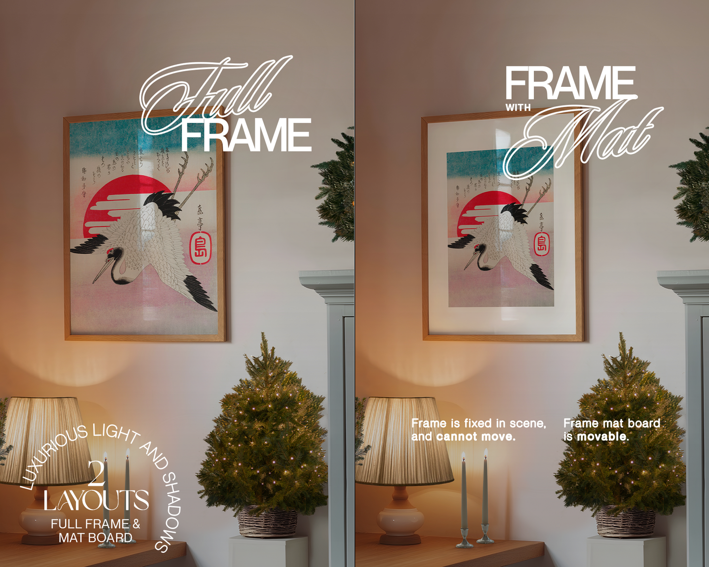 DIN A Wood Frame Festive Kitchen Mockup