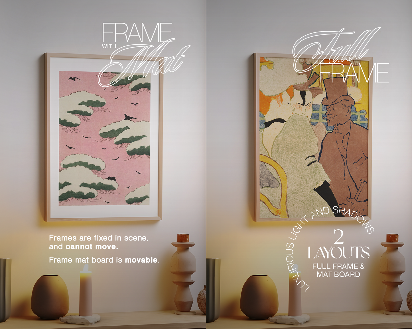 DIN A Wood Frame Ambient Lighting Mockup