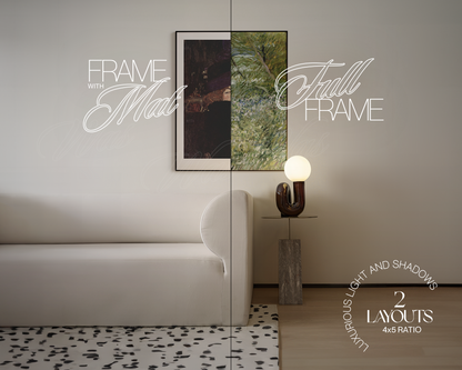 4x5 Frame in Retro Living Room Scene Mockup