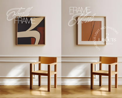 1x1 Frame in Classic Scene with Chair Mockup