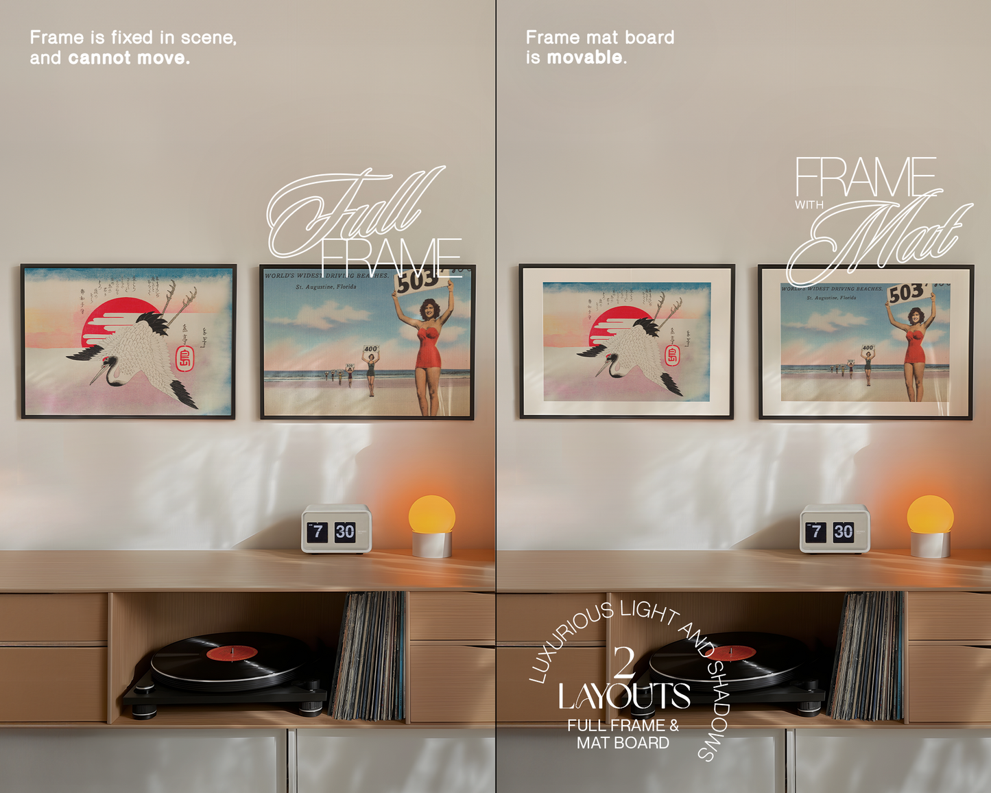 DIN A Set of Two Landscape Frames Retro Mockup