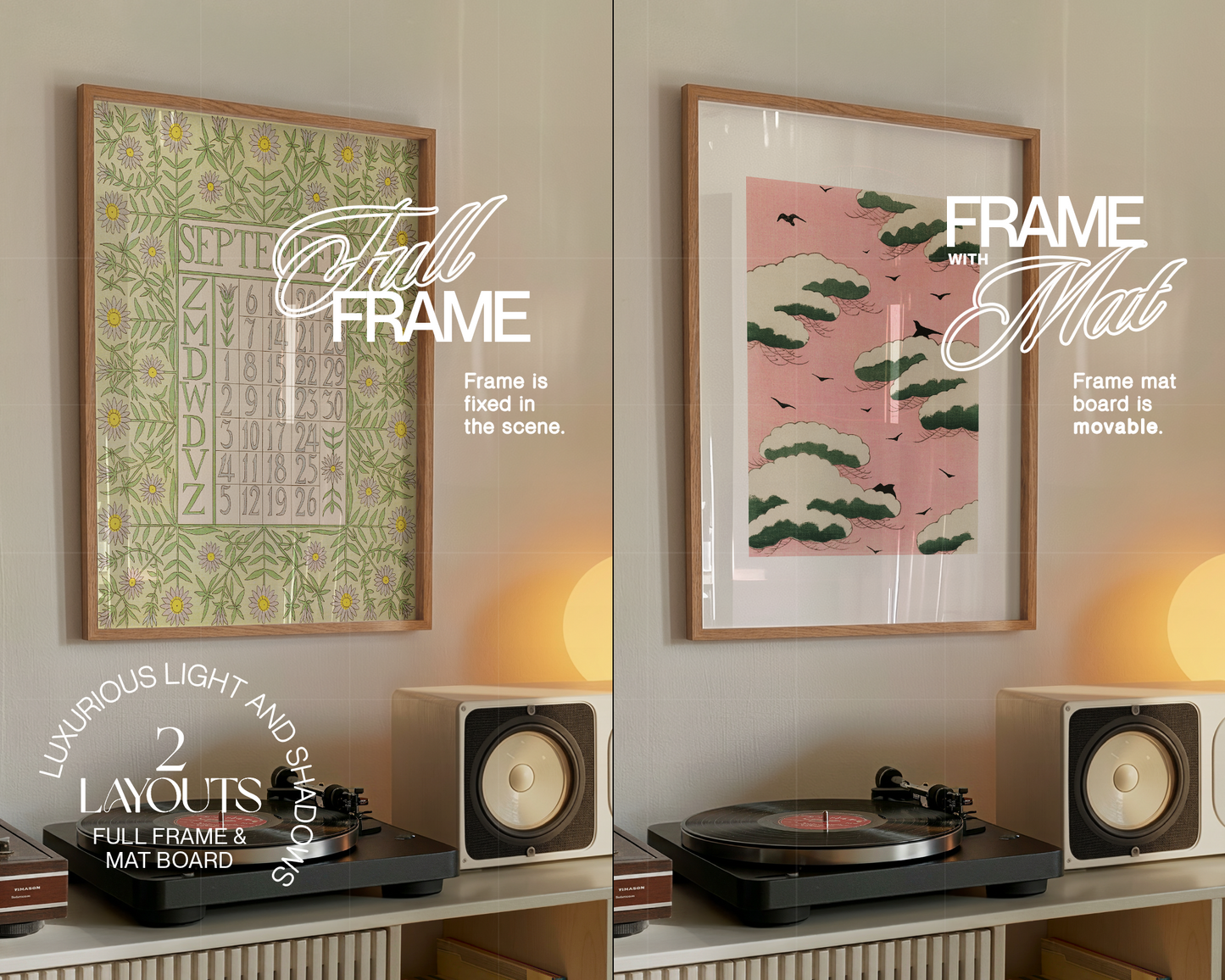 A3 Frame in Retro Scene with Vinyl Players Mockup