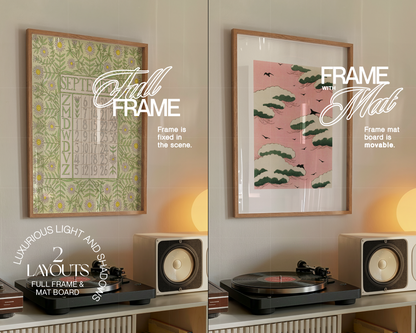A3 Frame in Retro Scene with Vinyl Players Mockup