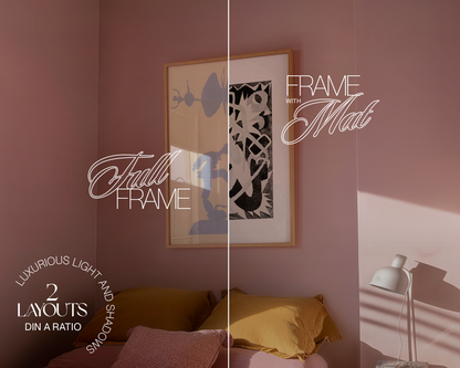 DIN A Frame Side-Angle View Pink Bedroom Mockup