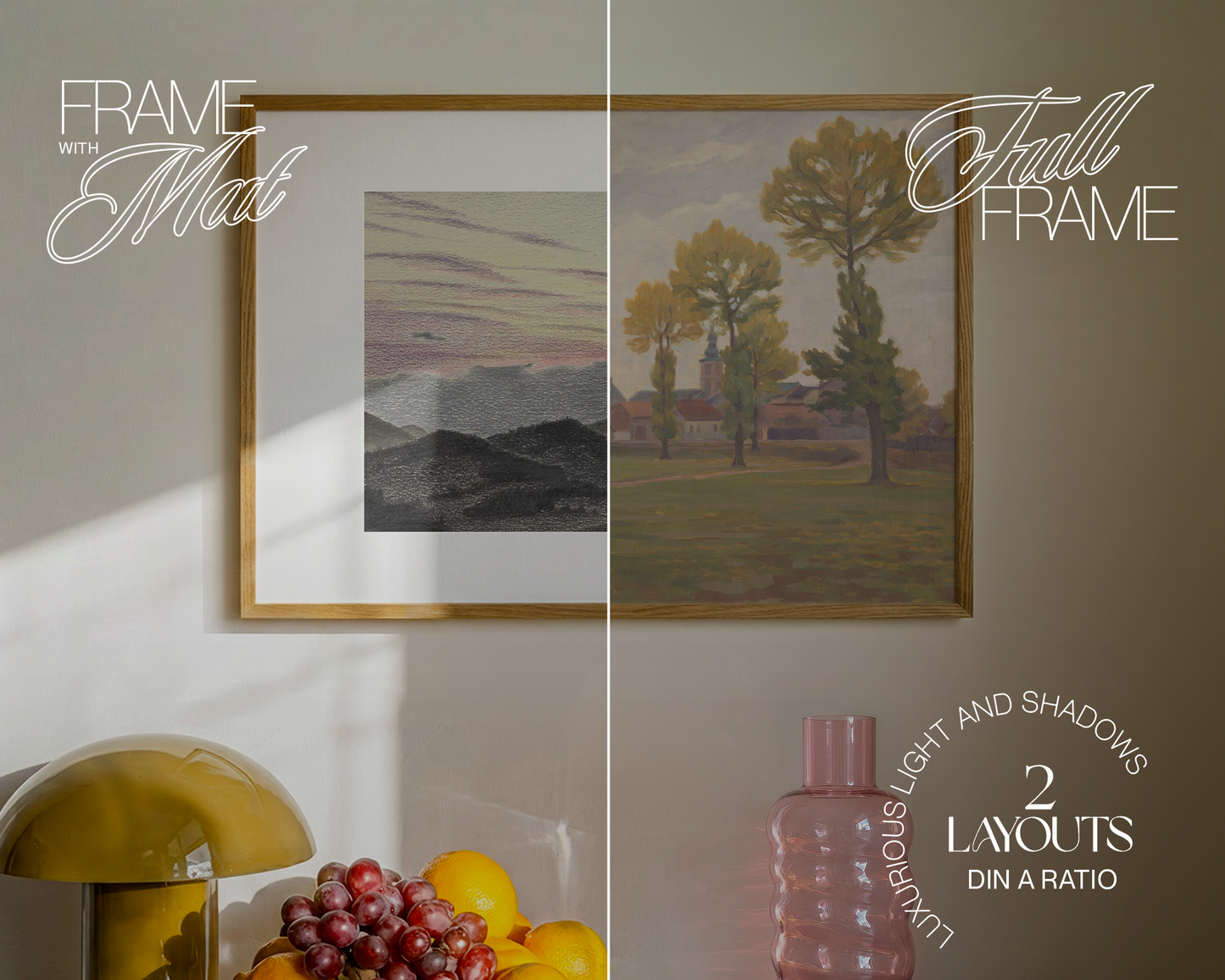 DIN A Landscape Frame Classic Interior Mockup
