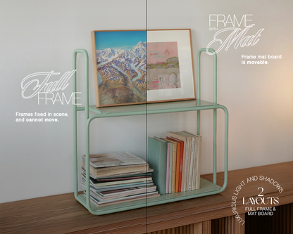 DIN A Landscape Frame on Retro Shelf Mockup
