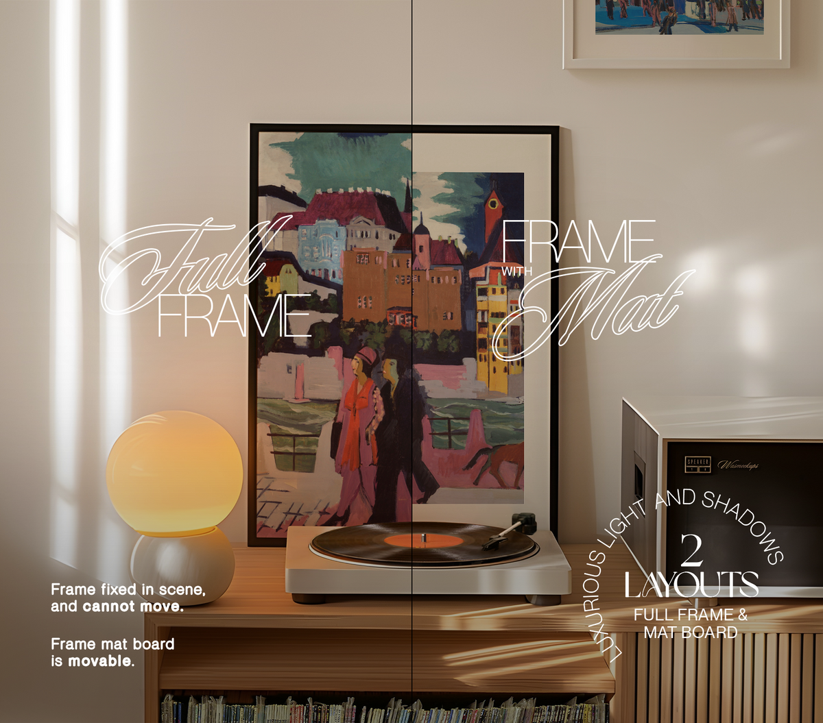 DIN A Vertical Frames Retro Scene Vinyl Player Mockup – WasMockups