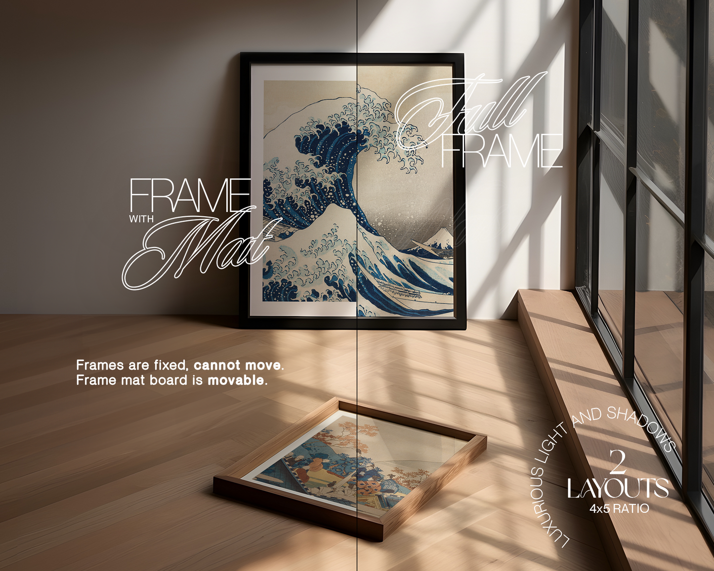 Two 4x5 Frames with Moody Light  Mockup