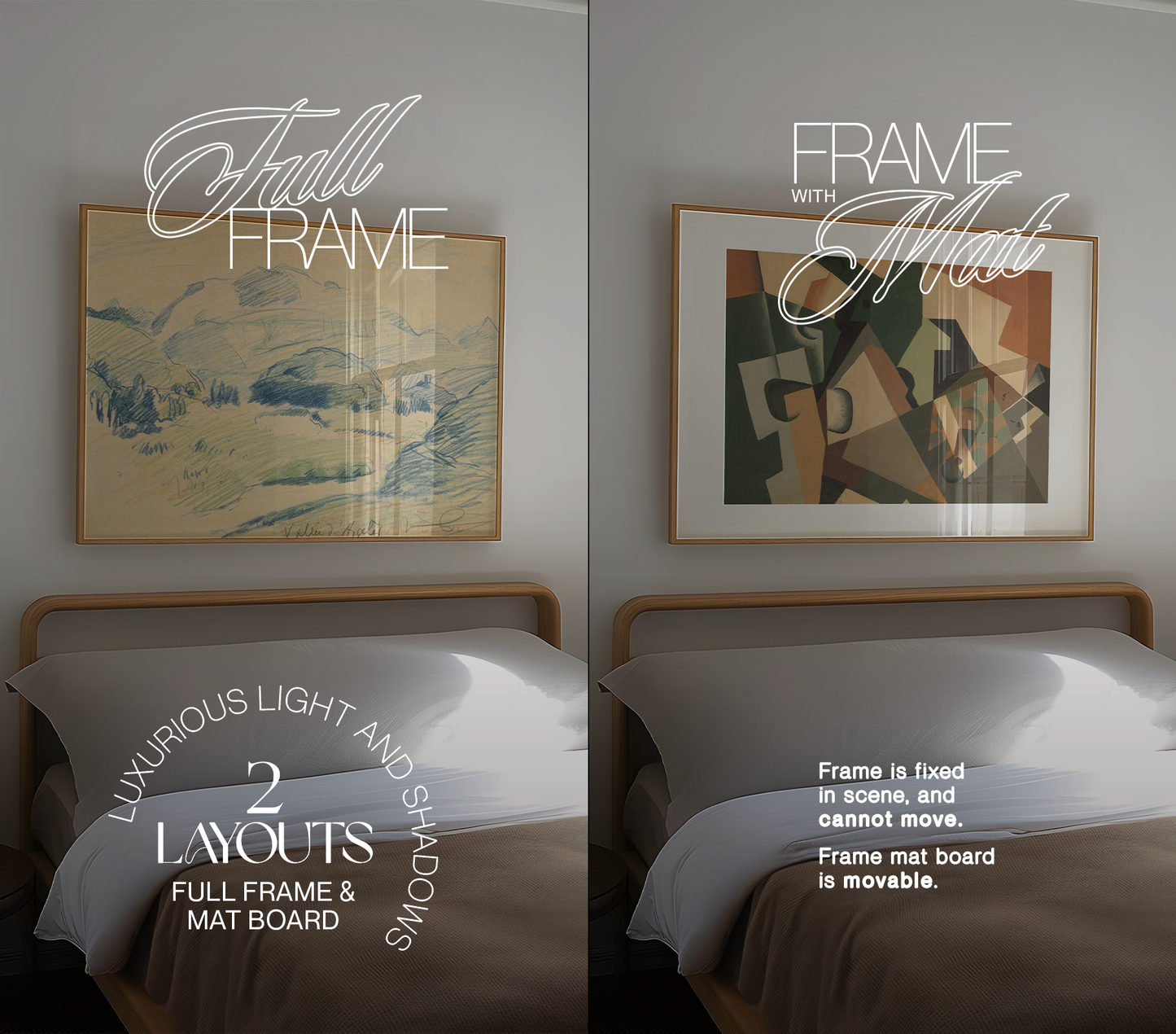 DIN A Landscape Frame Bedroom Scene