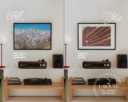 A3 Black Landscape Frame in Retro Minimalist Interior