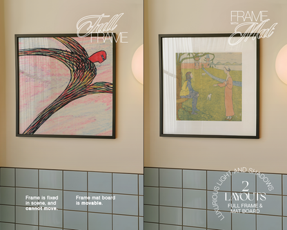 Square Frame in Retro Bathroom Mockup