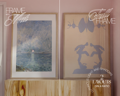 Two DIN A Frames in Aesthetic Pink Scene Mockup