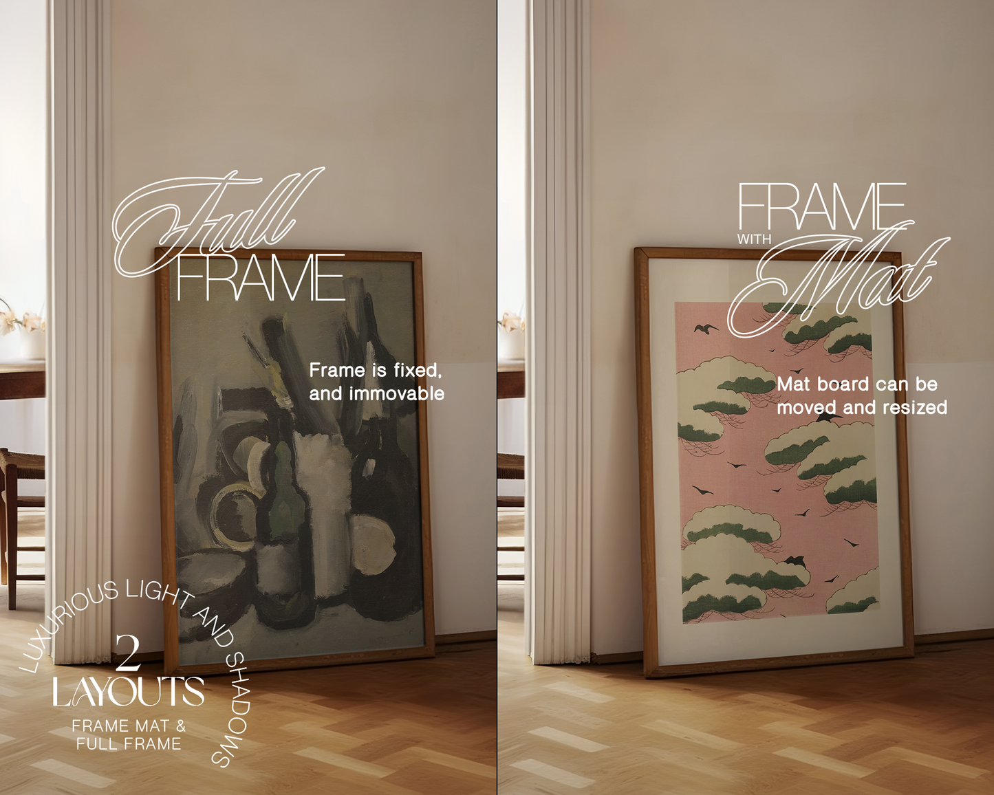 DIN A Leaning Frame Doorway Dining Scene Mockup