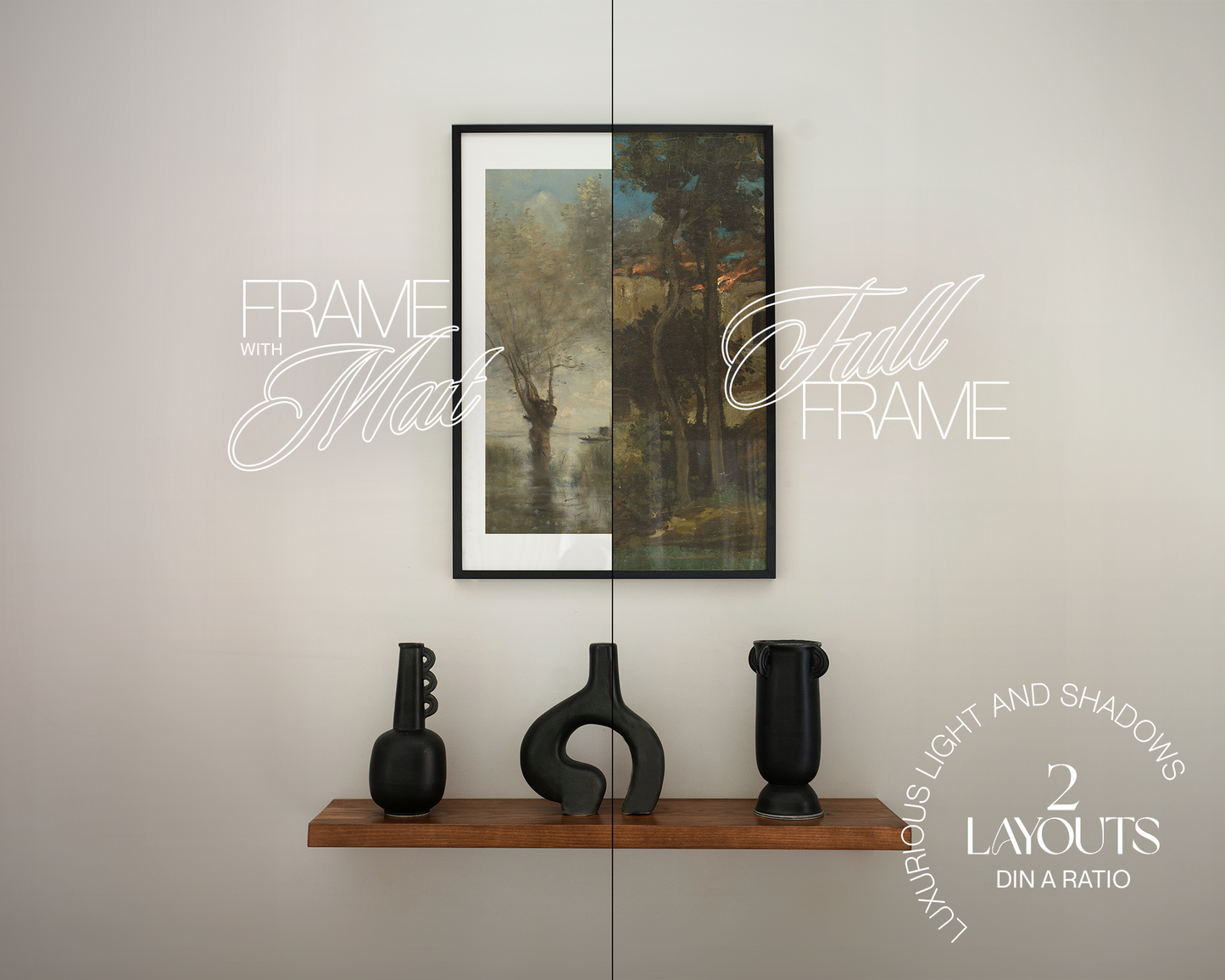 DIN A Black Frame with Ceramics Freebie Mockup