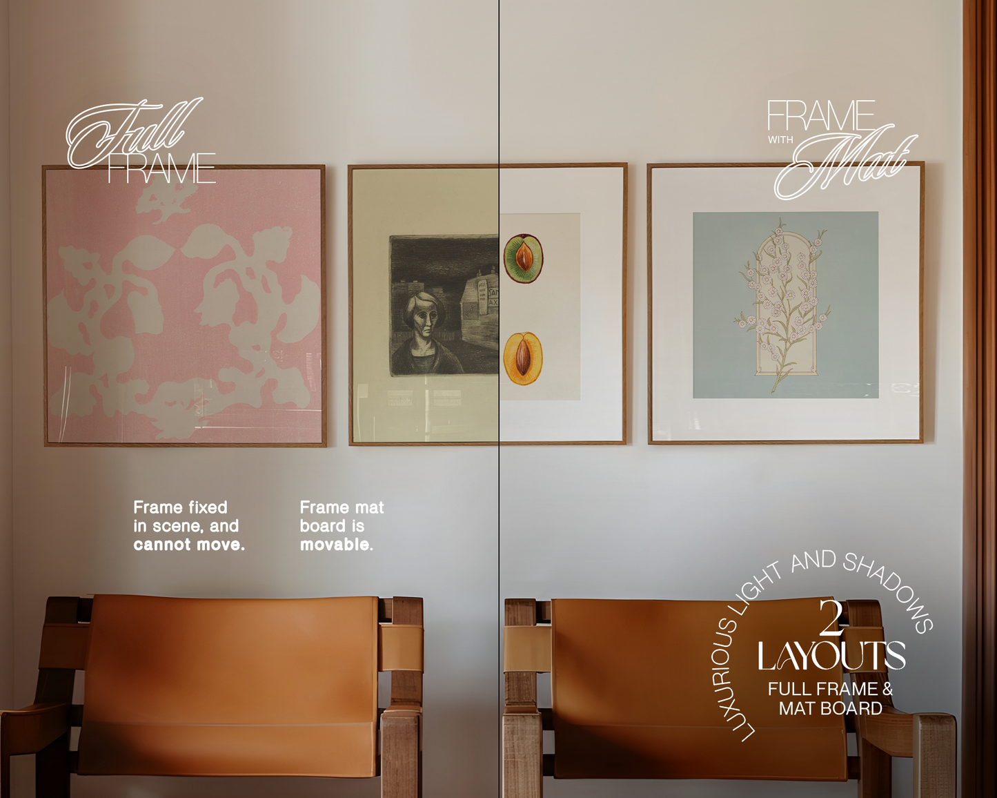 Three Square Frames in Retro Interior