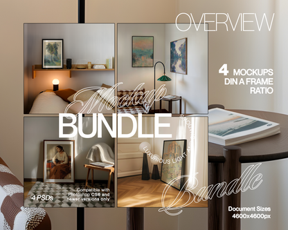 DIN A Ratio Warm and Classic Interiors Mockup Bundle of 4