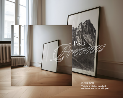 DIN A Black Leaning Frame Side-Angle Mockup