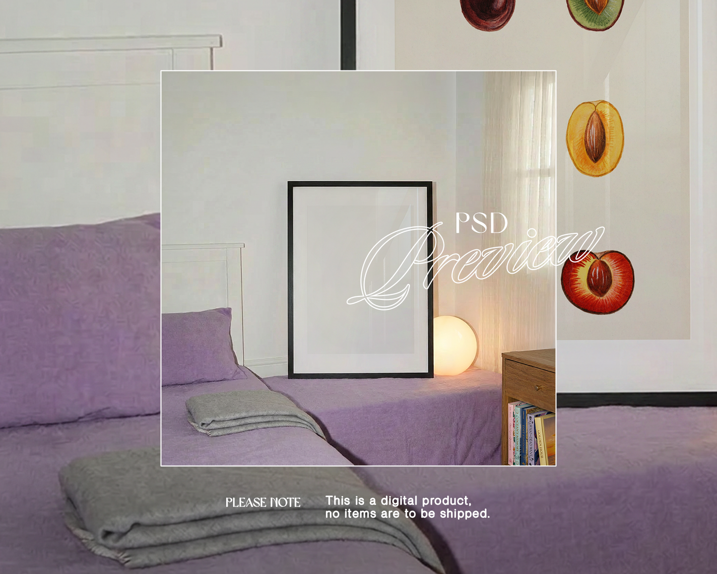 Black Frame in Aesthetic Retro Scene Mockup