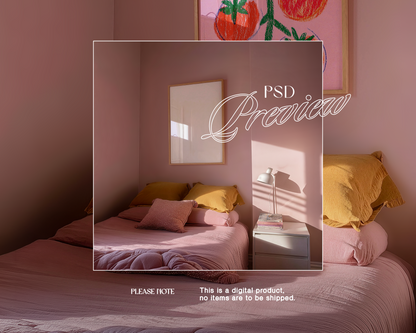 DIN A Frame Side-Angle View Pink Bedroom Mockup
