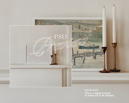 DIN A Landscape White Frame Classic Candles Scene Mockup