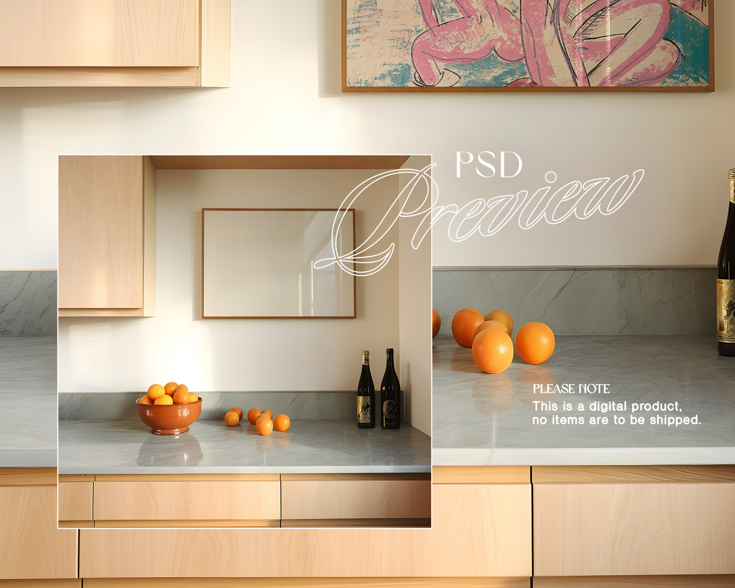 DIN A Landscape Frame Kitchen Scene Mockup