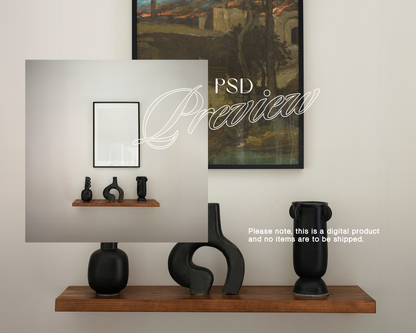 DIN A Black Frame with Ceramics Freebie Mockup