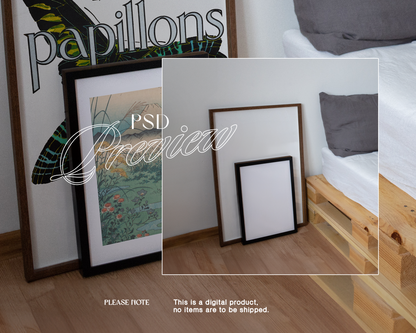 A2 and A4 Leaning Frames Bedroom Freebie Mockup