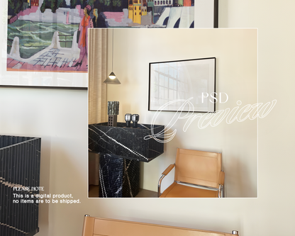 DIN A Black Landscape Frame Lux Decor Interior Mockup