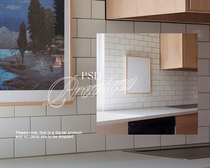 DIN A Frame Kitchen Scene with Subway Tiles Mockup