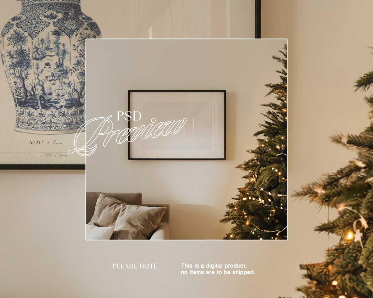 DIN A Landscape Frame on Christmas Mockup