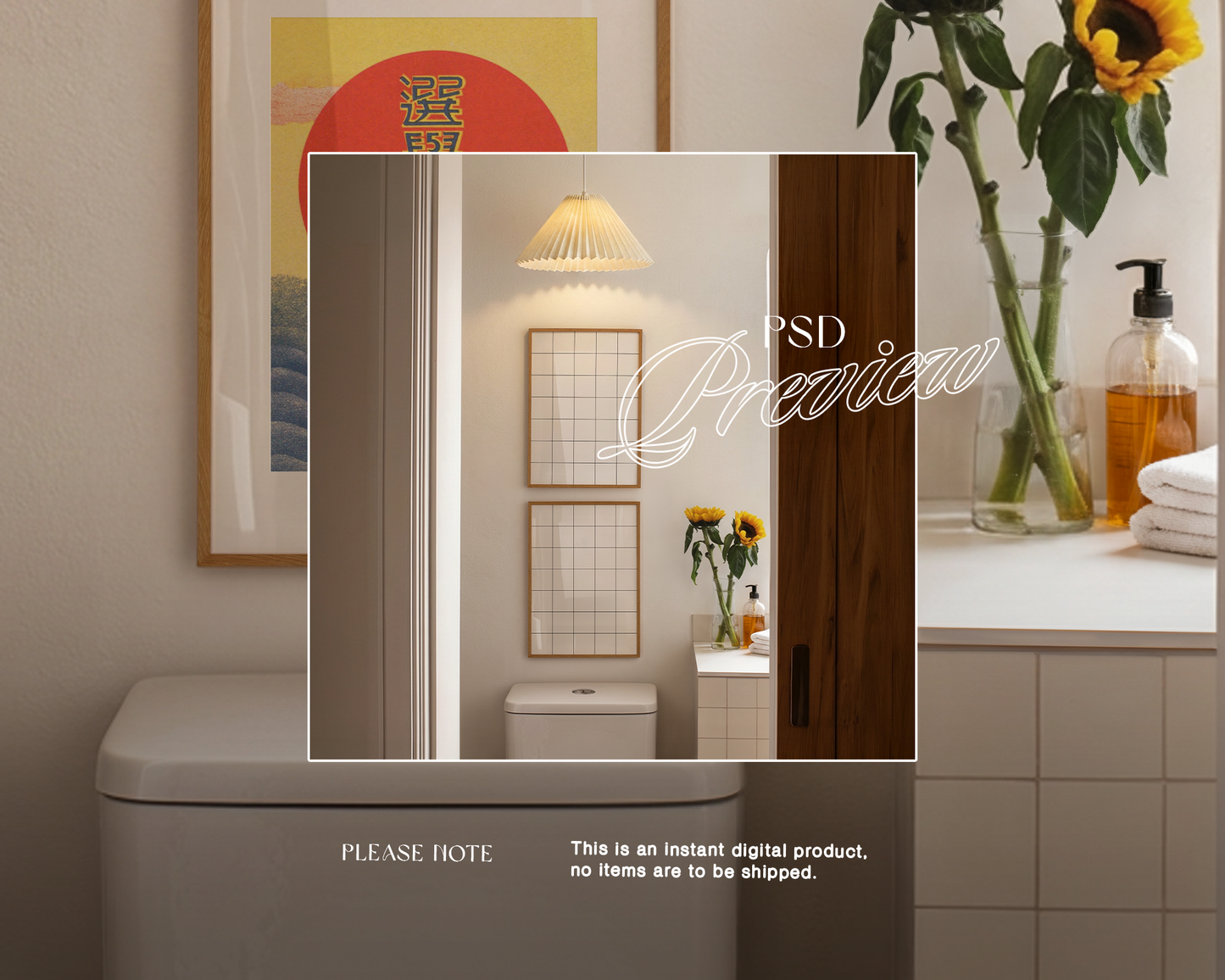 Two DIN A Vertical Frames in Bathroom Scene