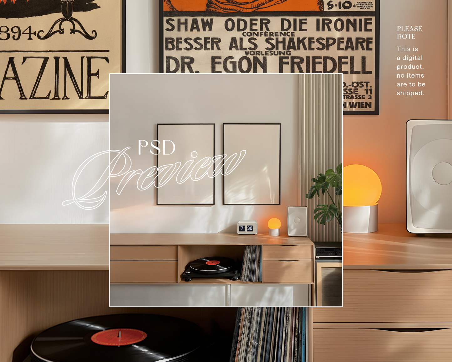 Two DIN A Editable Frames in Retro Scene Mockup