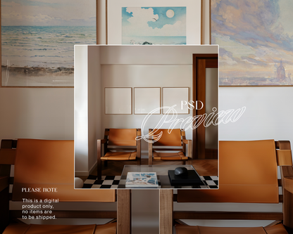 Three Square Frames in Retro Interior