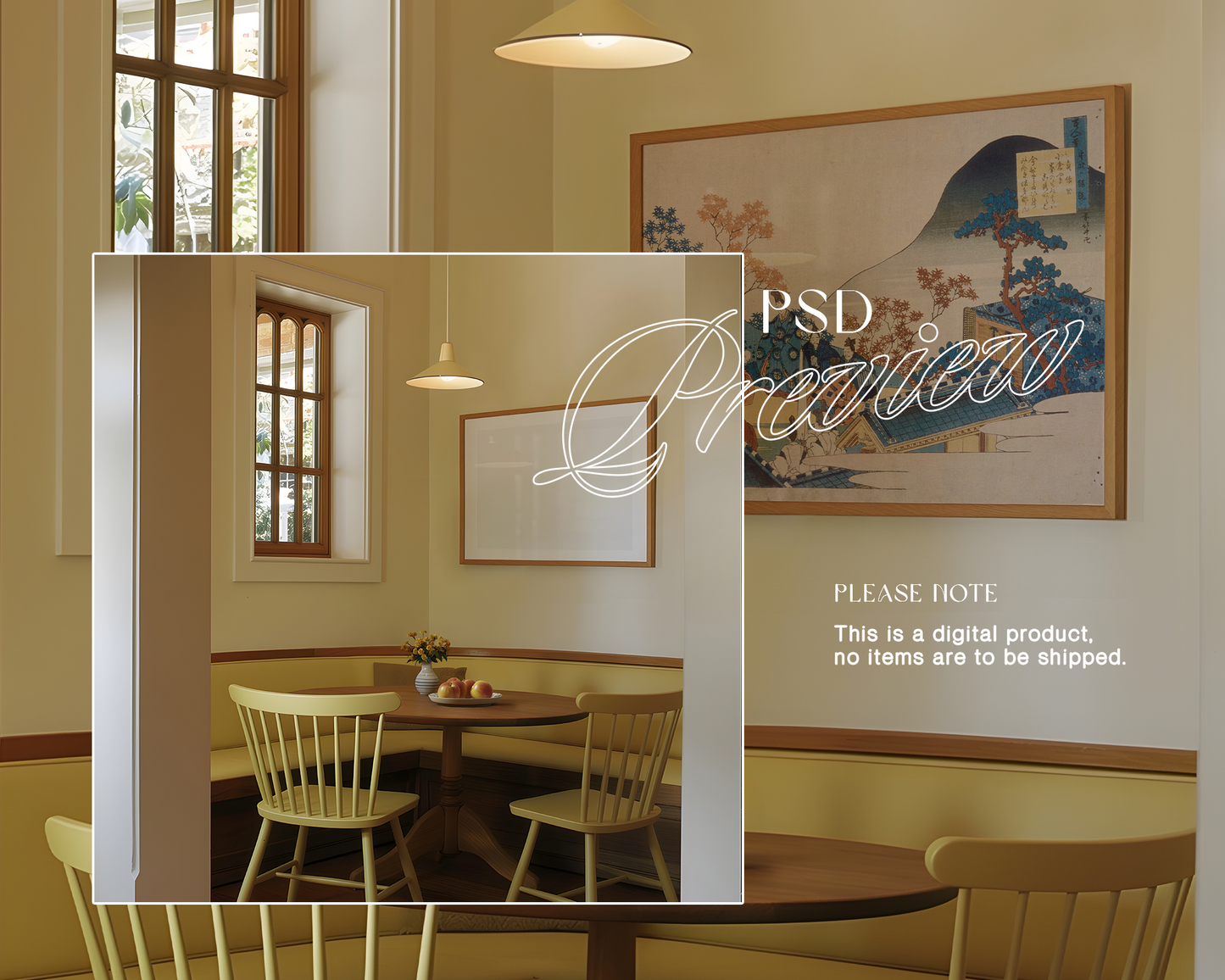 DIN A Landscape Frame Retro Dining Mockup