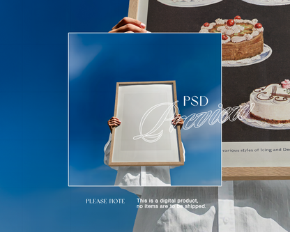 DIN A Wood Frame Blue Sky Mockup