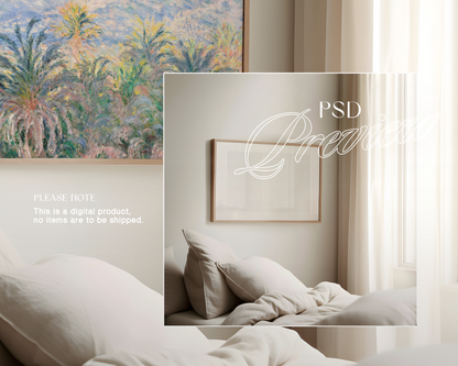 DIN A Landscape Frame Luxury Bedroom Mockup