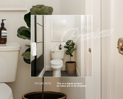 DIN A White Frame in Wash Room Mockup