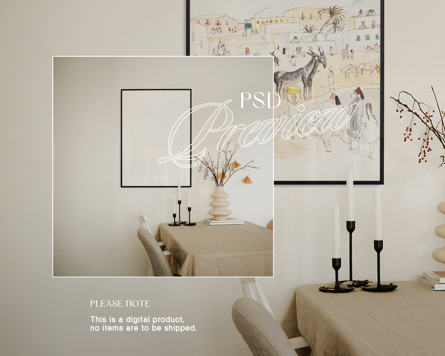 DIN A Black Frame Boho Interior Mockup