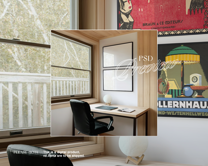DIN A Landscape Frame Duo in Minimalist Study Mockup