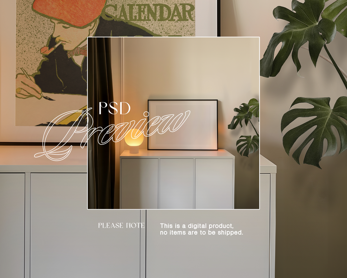 DIN A Large Landscape Frame in Minimalist Scene Mockup