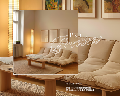DIN A Set of Three Ambient Living Room Mockup