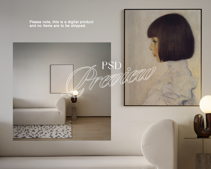 4x5 Frame in Retro Living Room Scene Mockup