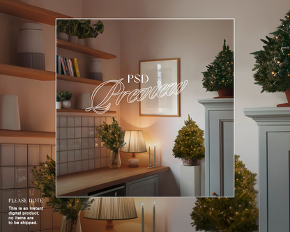 DIN A Wood Frame Festive Kitchen Mockup