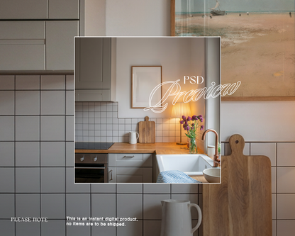 A3 Vertical Frame in Warmly Lit Kitchen Mockup