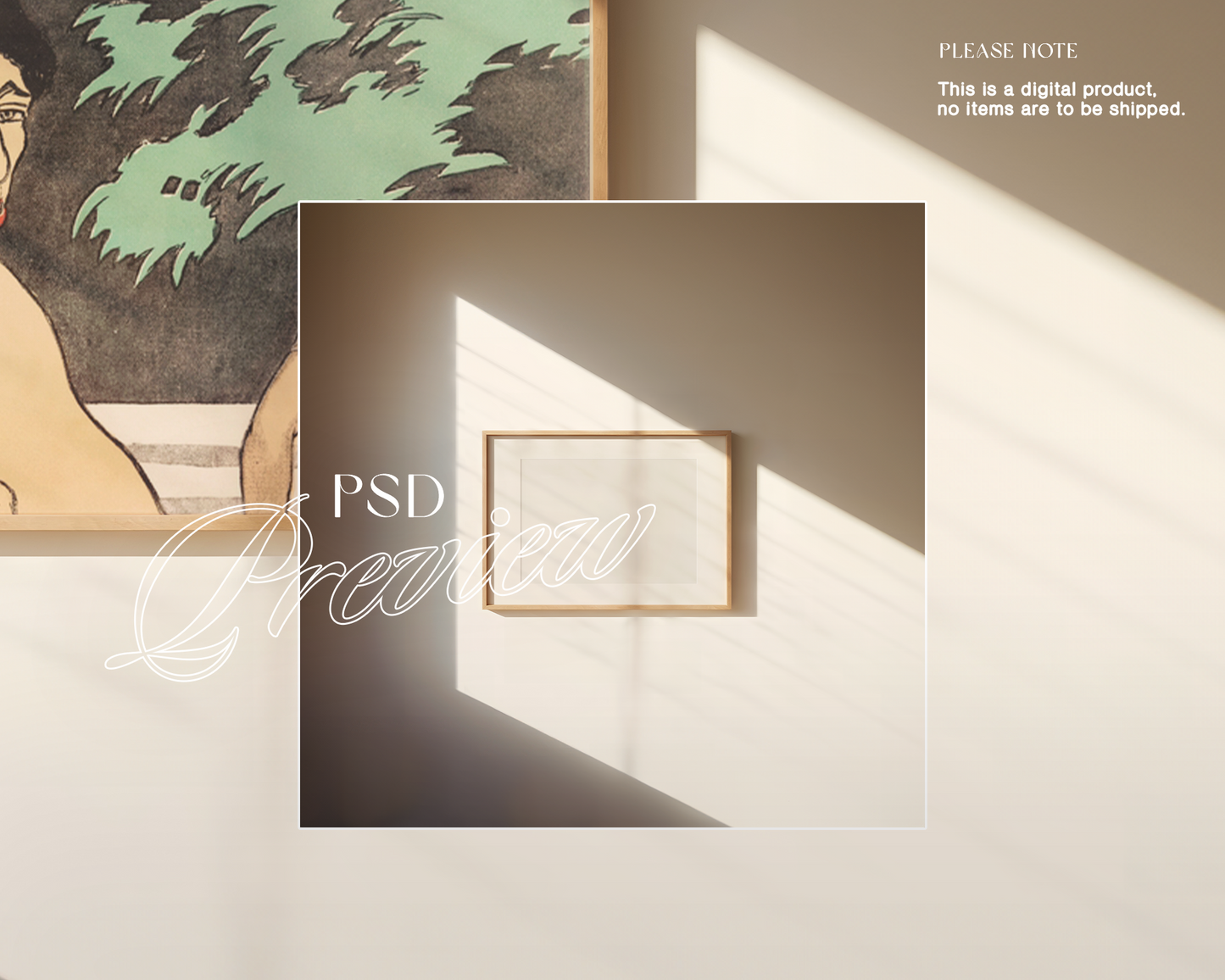 DIN A Horizontal Wood Frame in Minimalist Scene Mockup