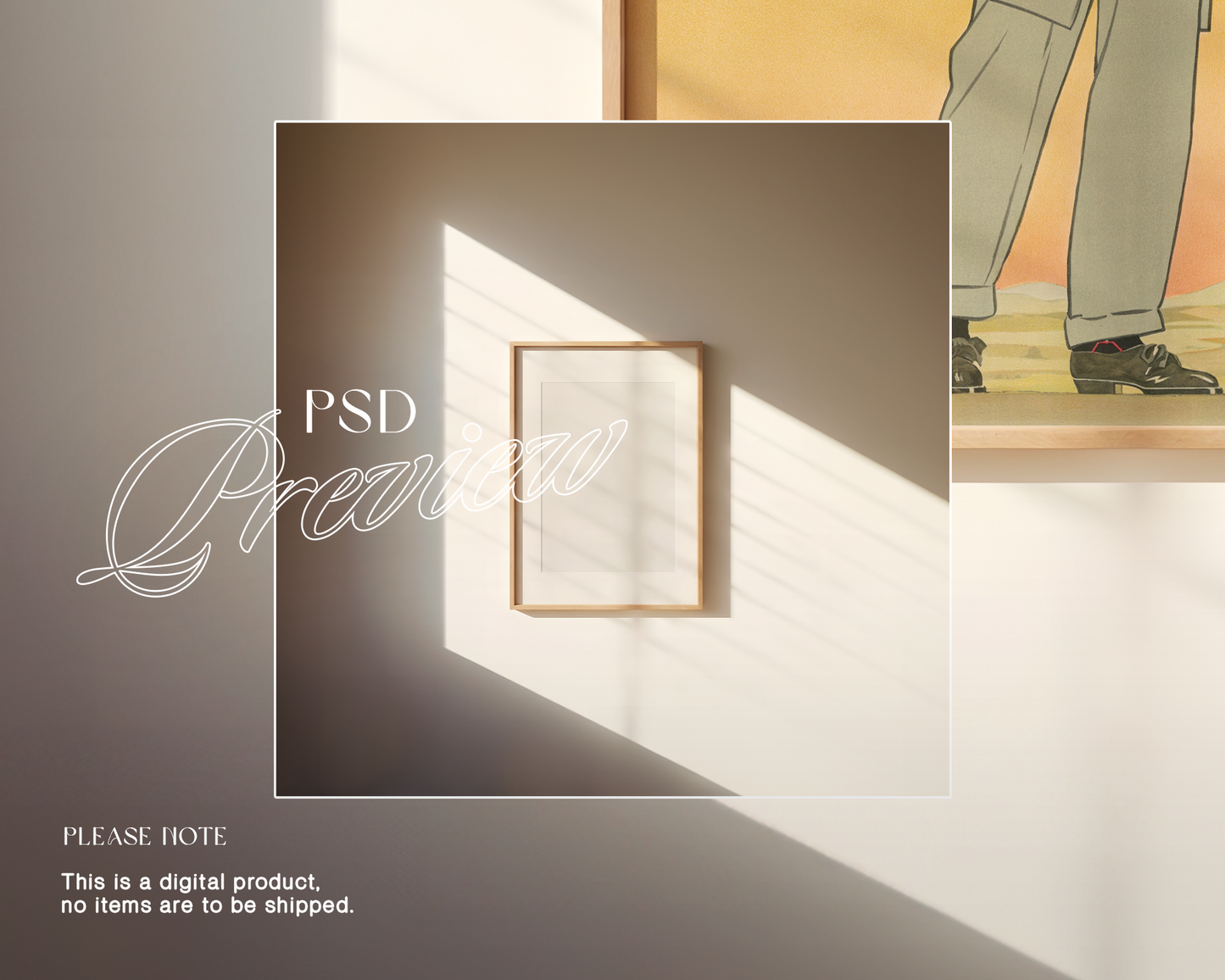 DIN A Vertical Wood Frame in Minimalist Scene Mockup