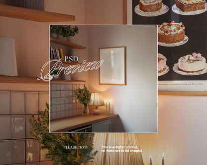 DIN A Vertical Frame in Moody Kitchen Mockup