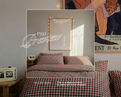 Vertical Frame Festive Bedroom Mockup