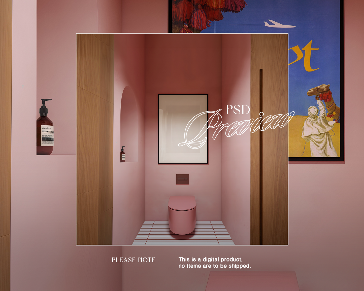 DIN A Black Frame Pink Loo Mockup