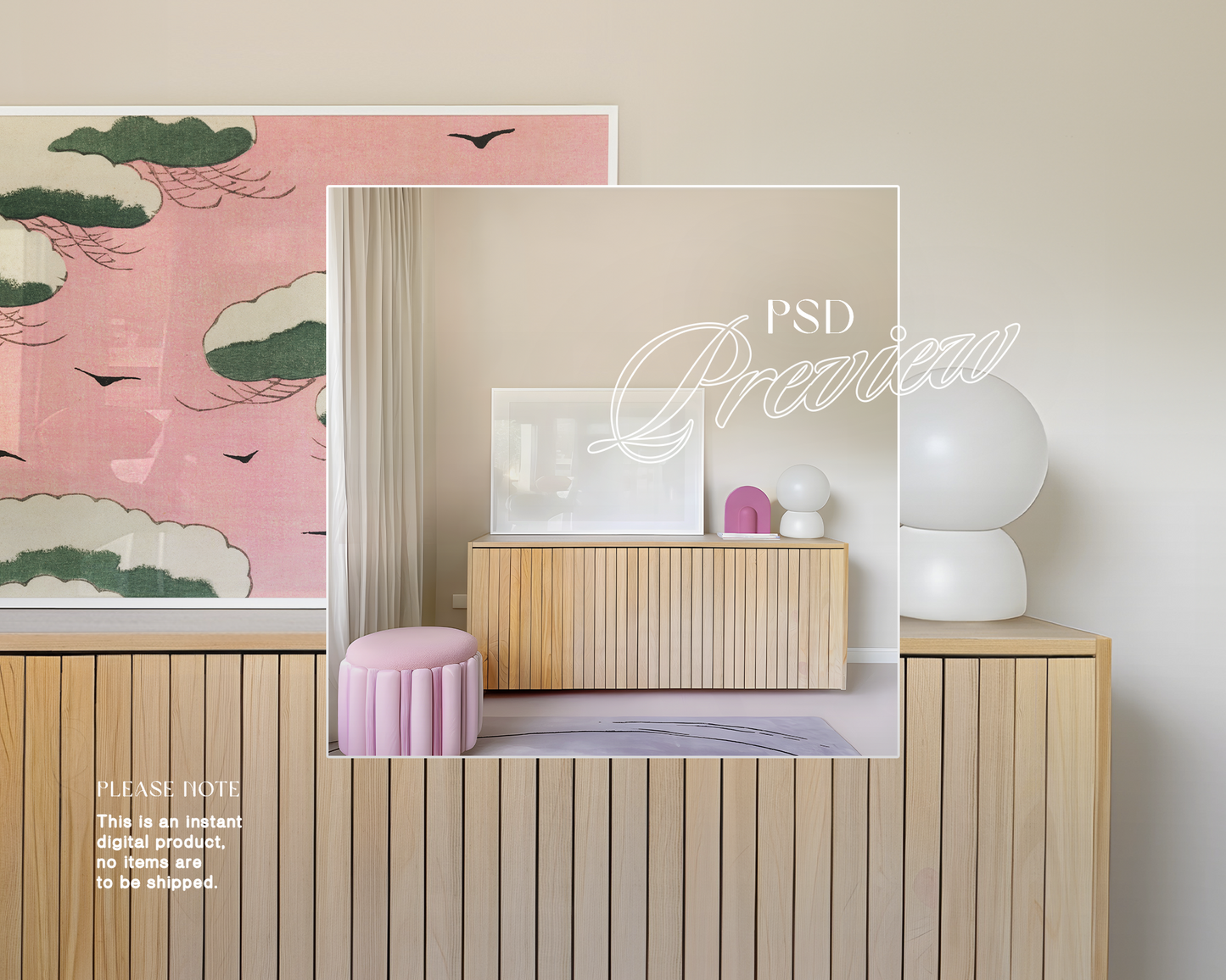 DIN A Landscape Frame Pastel Interior Mockup
